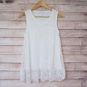 Roz & Ali Embroidered Knit Top Sleeveless White S